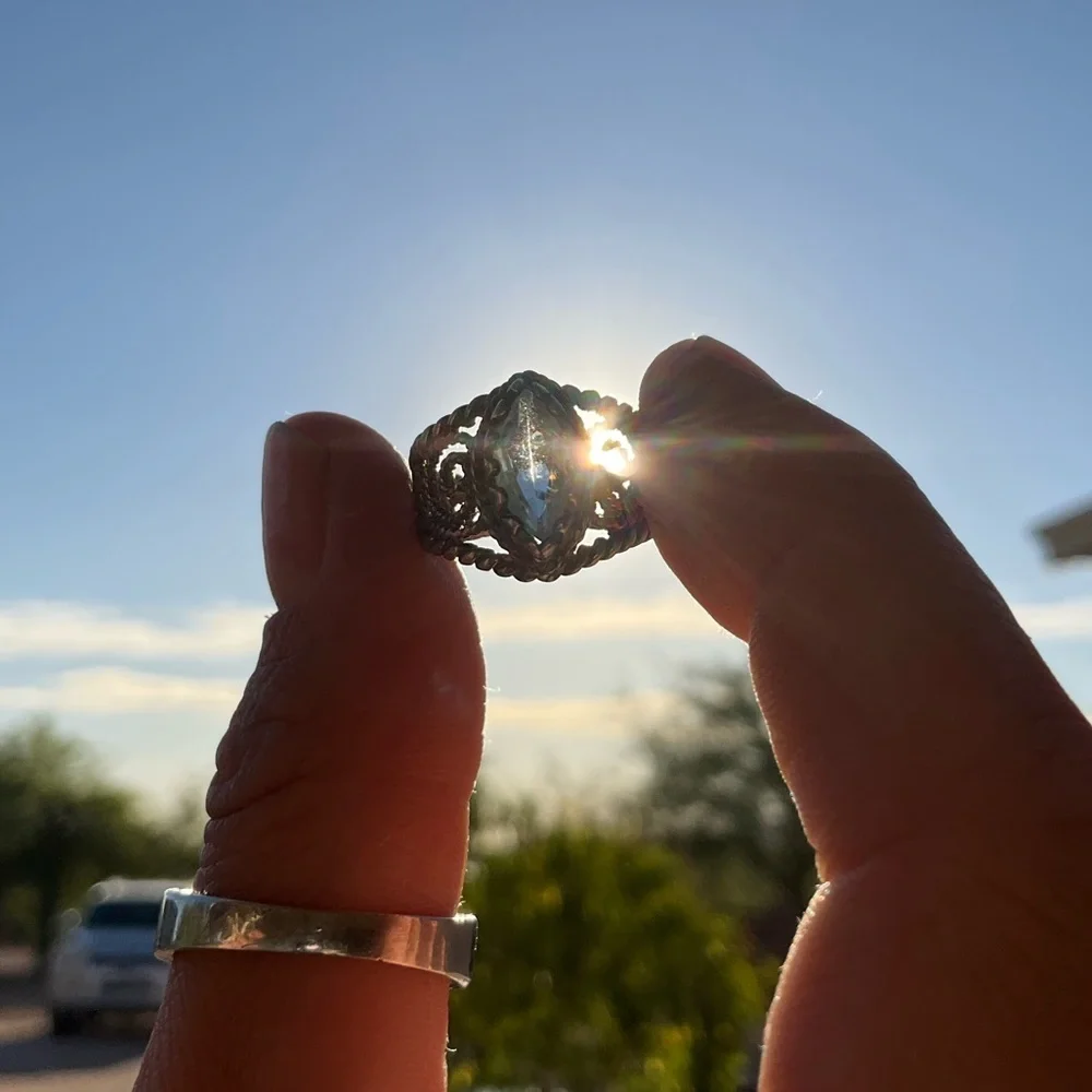 VNTG Aquamarine and Sterling Silver Ring - Picture 2 of 6